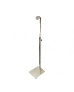 Taskedisplay, høydejusterbar, med firkantet fot, børstet satin. ovalrund oppheng, H42-71 cm