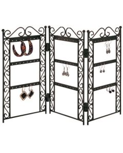 Ørestikkedisplay. Foldevegg. Sort metal. 26 x H45 cm. Op til 36 par