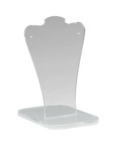 Halskjede display på fot. H 22 cm. Akryl. Busteform