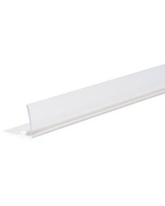 Vareskubber, forkant, hvid med klar front. 1 mtr. M/ tape. 