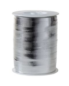 Gavebånd, metall riflet sølv, 10 mm x 250 mtr.