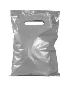 Sølvfarvet plastikpose 35 x 5 x 45 cm. 100 stk.
