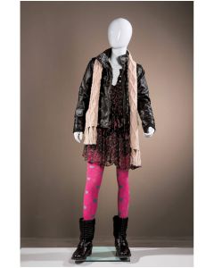 Barnmannekeng, 10 år, med hoved, hvit high gloss, m/glass fotplate, H147 cm