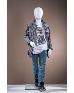 Barnmannekeng, 6 år, med hovedt, hvit high gloss, m/glass fotplate, H125 cm