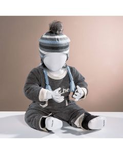 Baby Mannekeng, med hoved, hvit high gloss, siddende, H44 cm