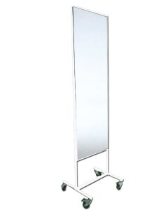 Gulvspeil - Dobbelt rullspeil - Speil hvit. B55 xD50 x H195 cm, inkl.hjul