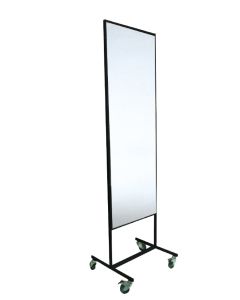 Gulvspeil - Dobbelt rullspeil - Speil sort. B55 xD50 x H195 cm, inkl.hjul