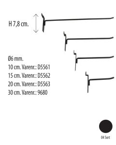 Varekrog - Sort - t/ rillepanel. Velg længde