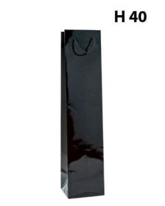 Gavepose H 40 cm, til 1 vinflaske - Sort. 12 stk.