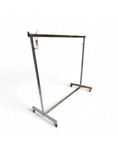 Vareprøve - konfektionsstativ, helt sammenklappeligt, med gummihjul, justerbar, krom, B150-210 x H130-200 cm