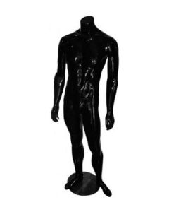 Family herremannekeng. Sort high gloss uden hoved. Rund fot i glass. H175 cm. Model B - står ret