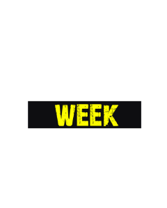 Plakat. Week, sort og gul, 50 x 12 cm