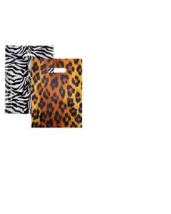 Plastposer m/ tryk - Leopard eller Zebra - Lille H 30 cm. 100 stk. Velg tryk