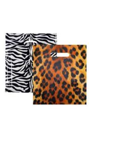 Plastposer m/ tryk - Leopard eller Zebra - mellem 39 x H 45 cm. 100 stk. Velg tryk