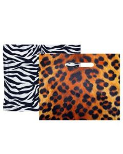 Plastposer m/ tryk - Leopard eller Zebra - Stor 56 x H 45 cm. 100 stk. Velg tryk